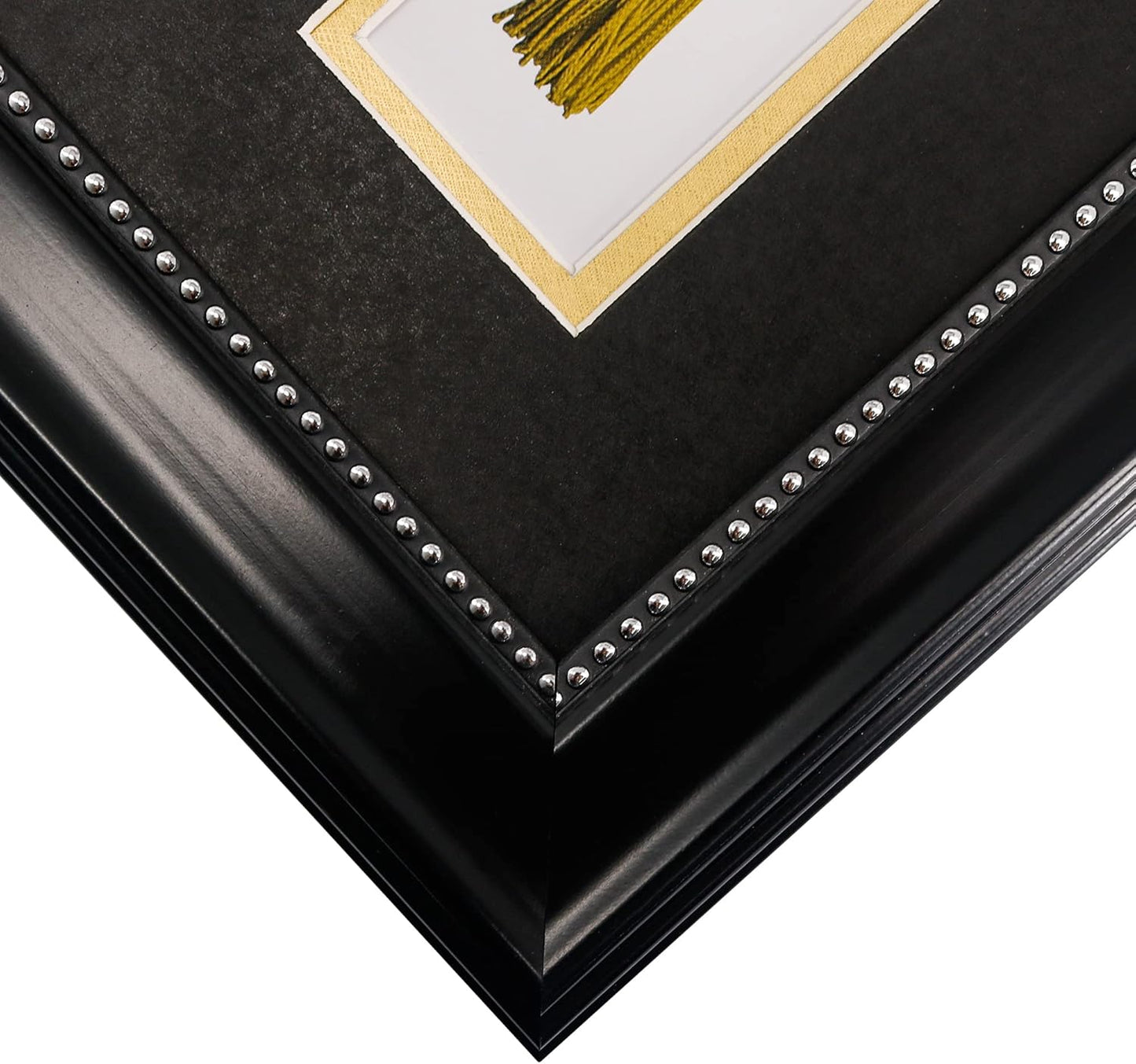 GraduationMall 14x20 Double Diploma Frame, Display 8.5x11 Certificate with Black over Gold Mat,UV Protection Acrylic,Black with Silver Beads