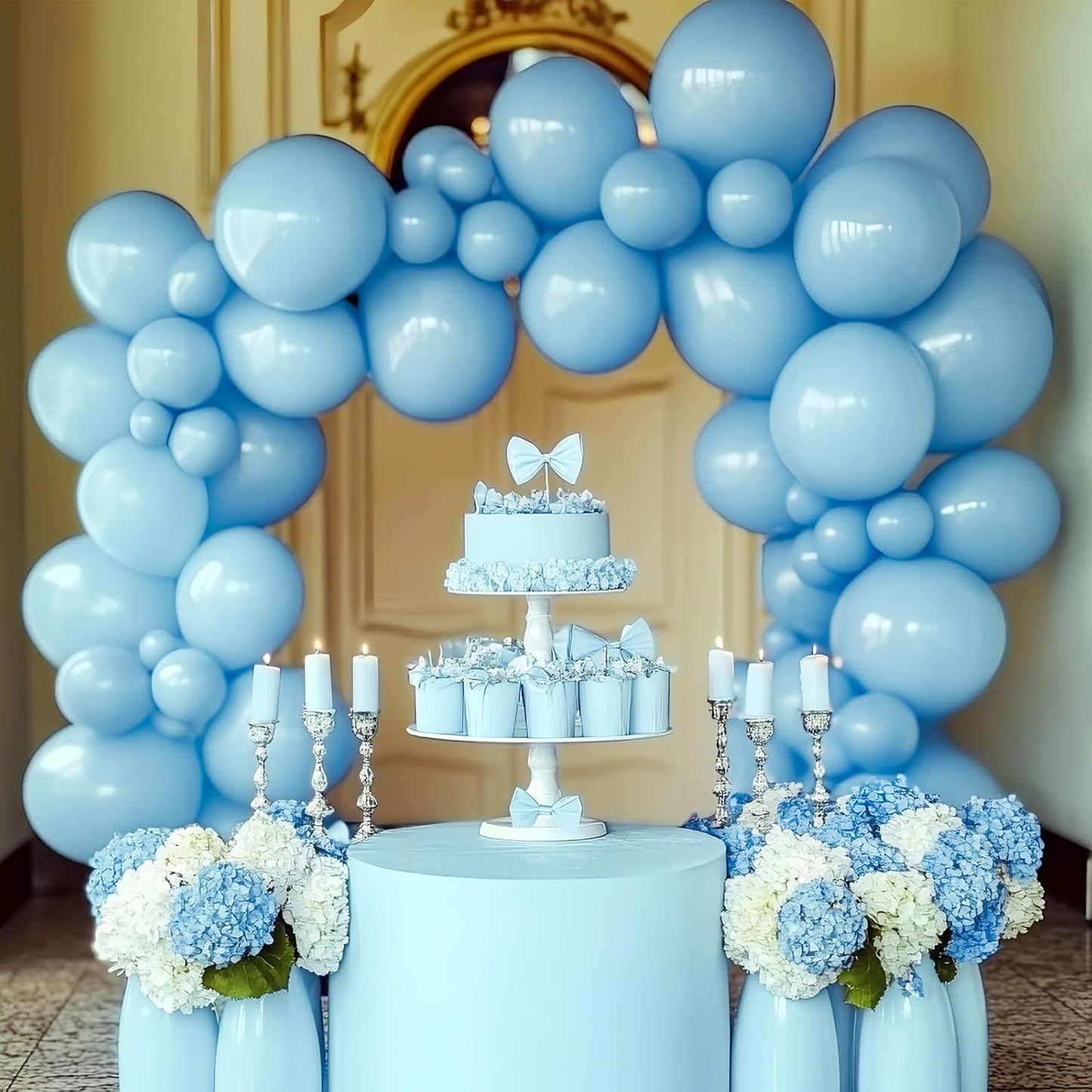 Blue Latex Balloons, 150pcs 5 inches Round Helium Light Blue Balloons for Birthday Baby Shower Wedding Birthday Party Decorations