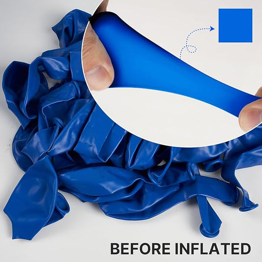 PartyWoo Royal Blue Balloons 140pcs Different Sizes Pack of 18 12 10 5 Inch Dark Blue Balloon Arch Kit for Baby Shower Gender Reveal Graduation Under The Sea Birthday Party Decorations Blue-Y5