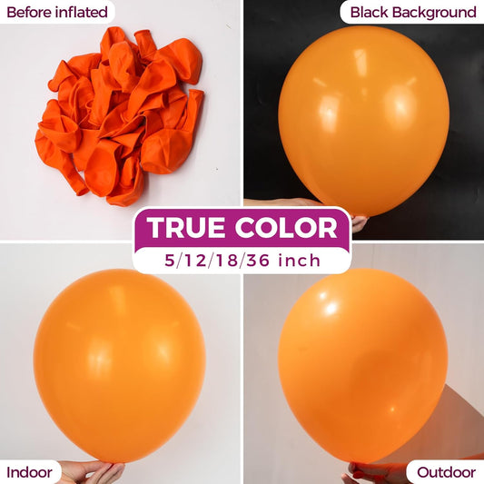 Bezente Orange Balloons Latex Party Balloons - 100 Pack 12 inch Orange Round Helium Balloons for Birthday Bridal Shower Halloween Party Decoration