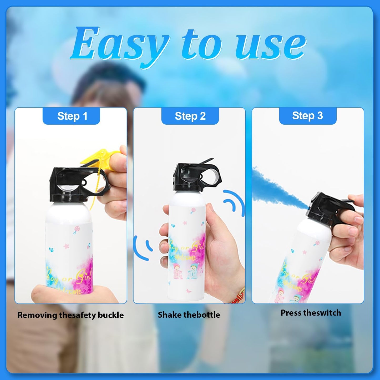 SRG Gender Reveal Fire Extinguisher Color Blaster | 2 Packs Baby Boy Blue Gender Reveal Extinguisher Smoke | Spray for Gender Reveal Decorations & Ideas(Blue)
