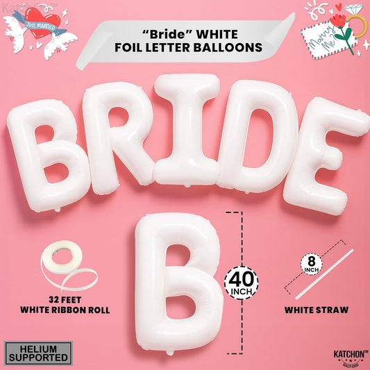 KatchOn, Giant Bride Balloons White - 40 Inch | Bachelorette Party Decorations | White Bride Balloon for Bridal Shower Decorations | Bridal Shower Balloon | Bachelorette Balloons