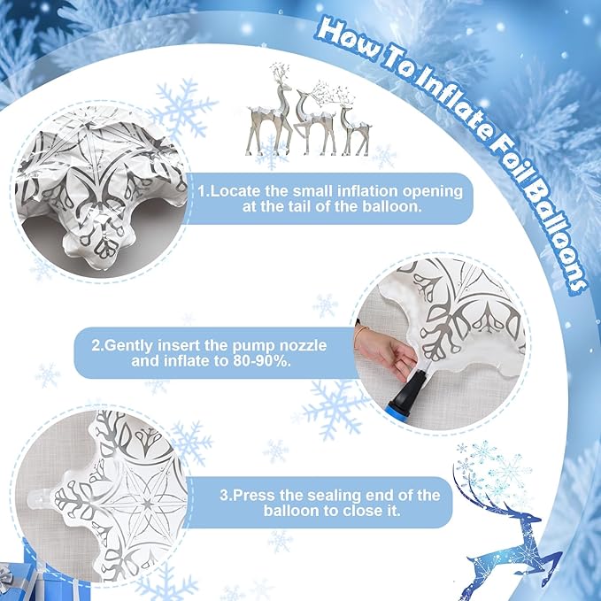 Winter Wonderland Balloon Arch Garland Kit, Snowflake Blue Pink Purple Silver White Balloons Snowflake Star Foil Balloon for Holiday Snow Princess Xmas Christmas Baby Shower Birthday Party Decorations