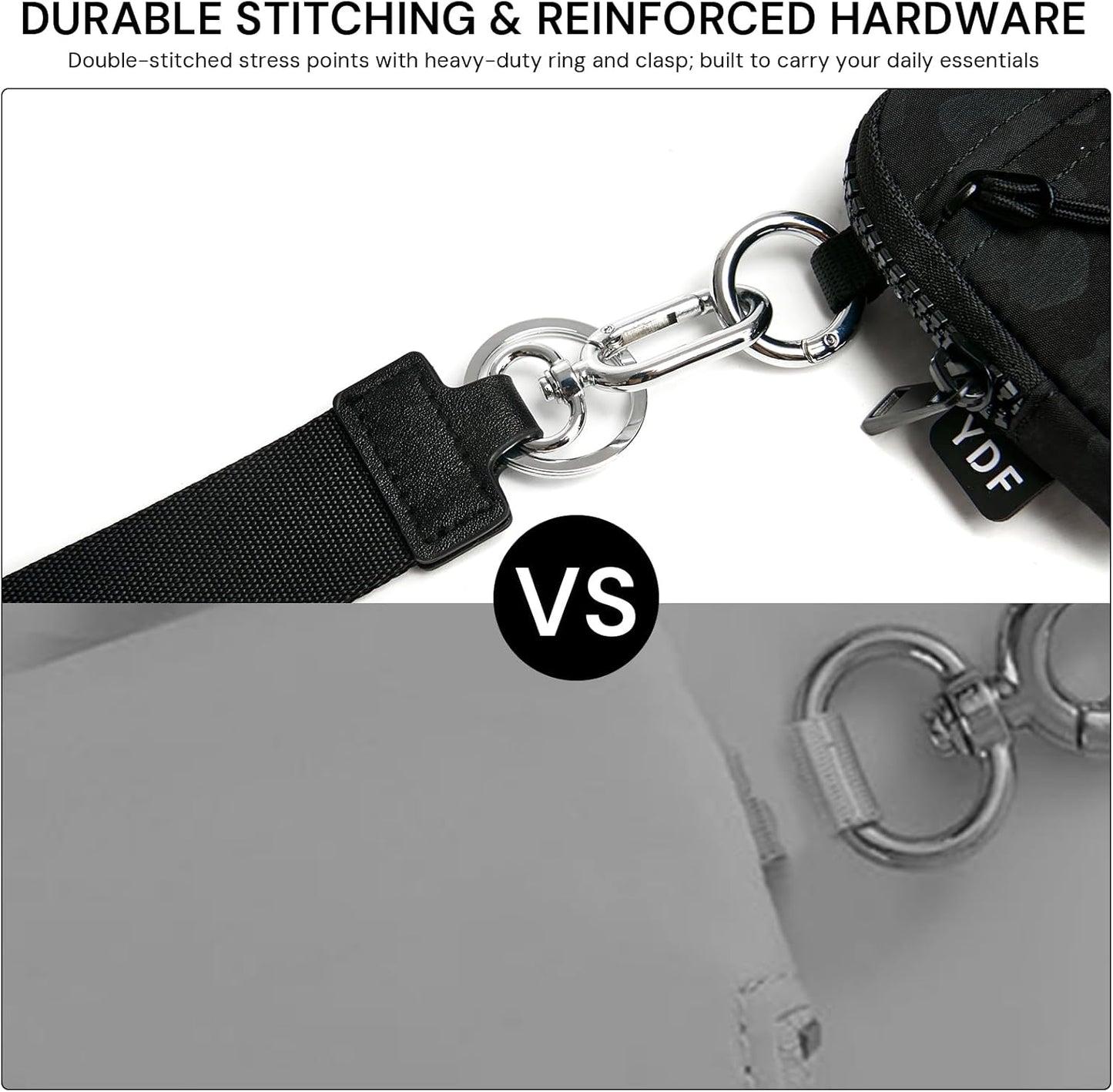 Keychain Wallet for Women Mini Zip Card Holder with ID Window Coin Purse Detachable Wristlet Small Wallets Black Leopard
