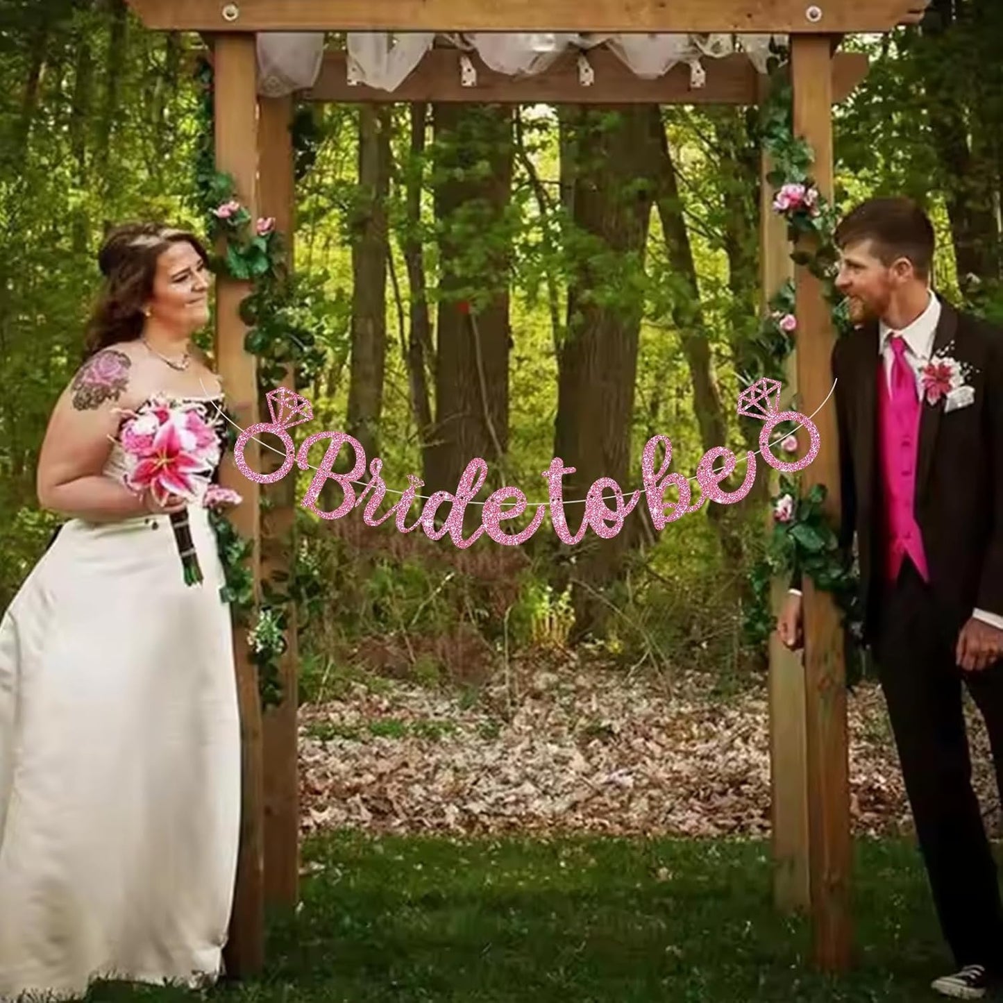 Glitter Pink Bride to Be Banner,Pre-Strung Bridal Shower Sign Garland,Bachelorette Party Decoration Wedding Shower Party Supplies(No DIY)