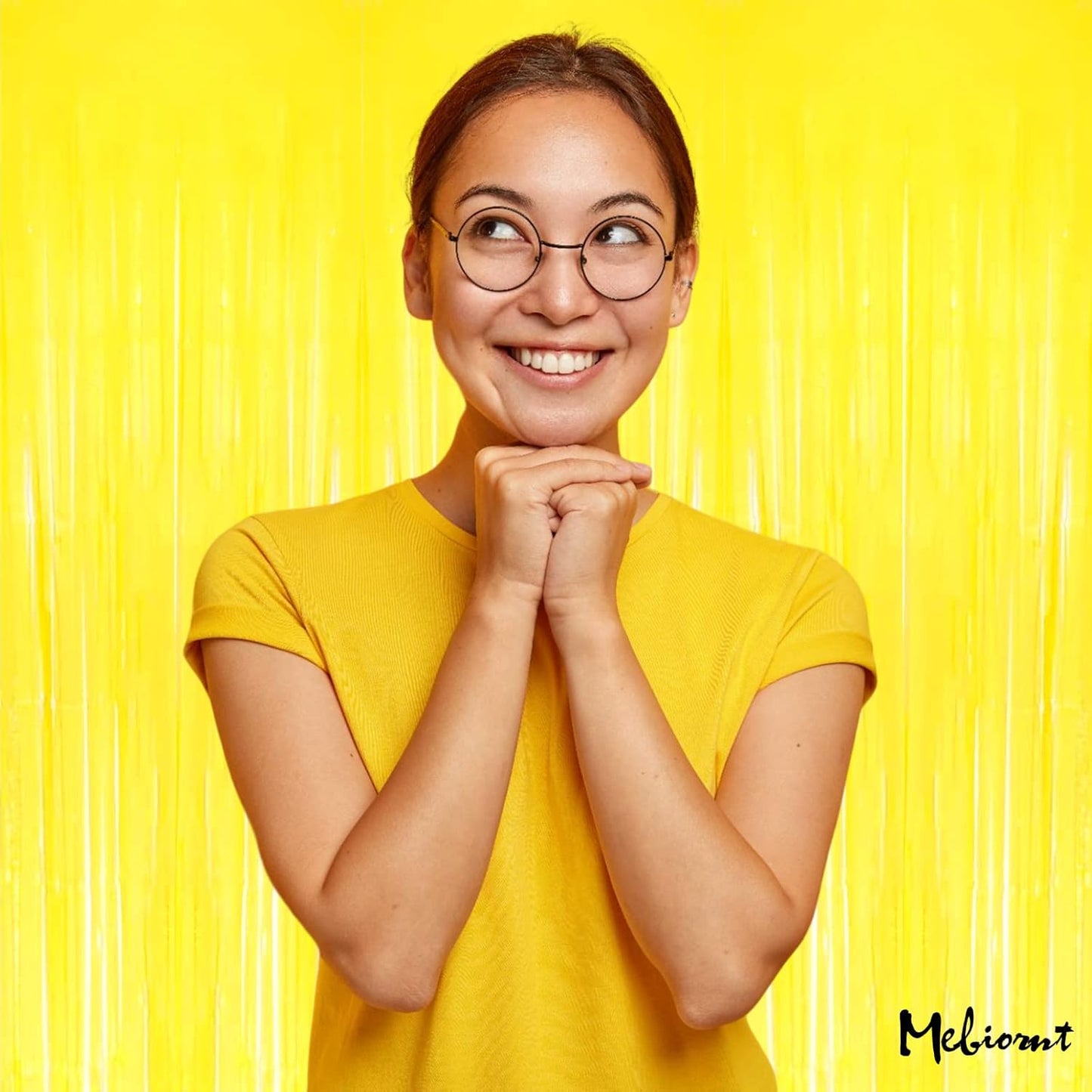 4 Pack New Yellow Fringe Curtain Backdrop, 3.2Ft x 9.8Ft Metallic Tinsel Foil Fringe Streamers Curtains Background for Photo Booth Birthday Wedding Baby Shower Party Thanksgiving Christmas Decorations