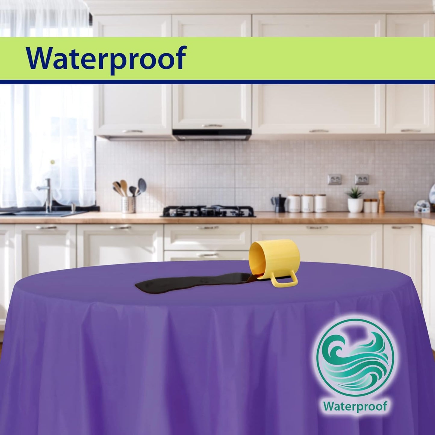 Purple Disposable Plastic Tablecloth for Round Tables (12 Pack) 84 inches Table Cloths for Parties, Events & Weddings, Indoors & Outdoors, Plastic Table Cover