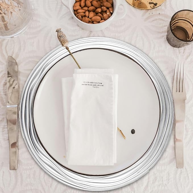 13 Inch Round Charger Plates, Set of 6, Dinner Chargers Bulk Wedding (Silver)