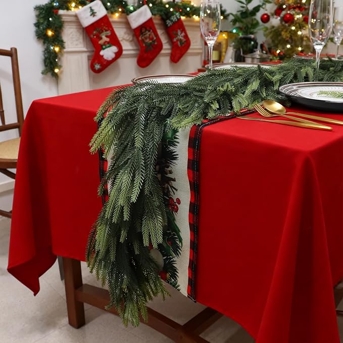 Uguisu 5.6FT Artificial Garlands, Lifelike Norfolk Pine Garlands with Realistic Texture, Artificial Greenery, Indoor/Outdoor Fireplace and Dining Table Decor.