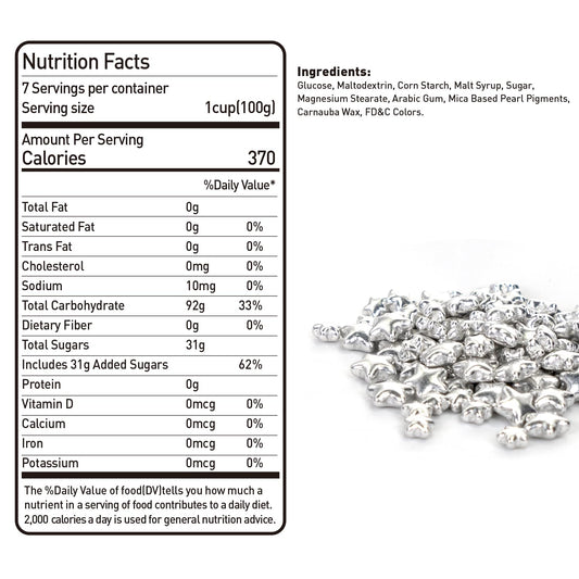 Dazzjoy Edible Silver Star Sugar Sprinkles, 4.23oz, Mix Size, Candy Star Sprinkles for Cake Decorations and Cupcake Toppers, Ice Cream, Wedding Party Valentines Easter Supplies