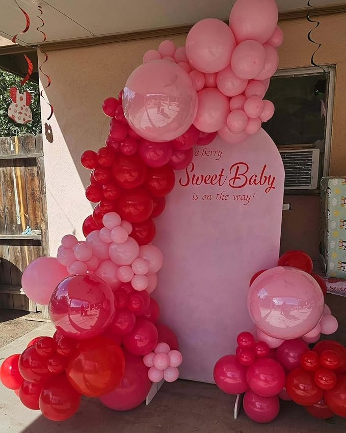 Valentines Day Balloons Garland Arch Kit -171Pcs Different Size Hot Pink and Pink with Heart Metallic Rose Gold White Balloon for Valentine's Day Galentine's Day Anniversary Party Decorations