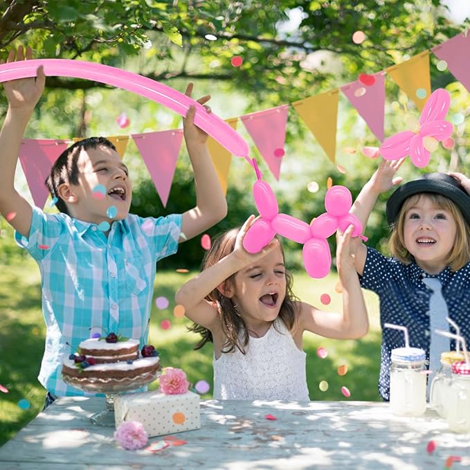 Pink 260 long Balloons 100 Pack Matte Pink Modeling Long Magic Balloons Thickening Latex Twisting DIY Animal Balloon for Birthday Wedding Christmas Festival Party Decoration