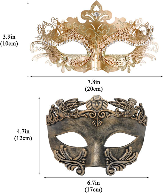 Couple Masquerade Metal Mask Roman Greek Man Mask Venetian Halloween Costume Ball Mask Mardi Gras Mask Cosplay Party Mask