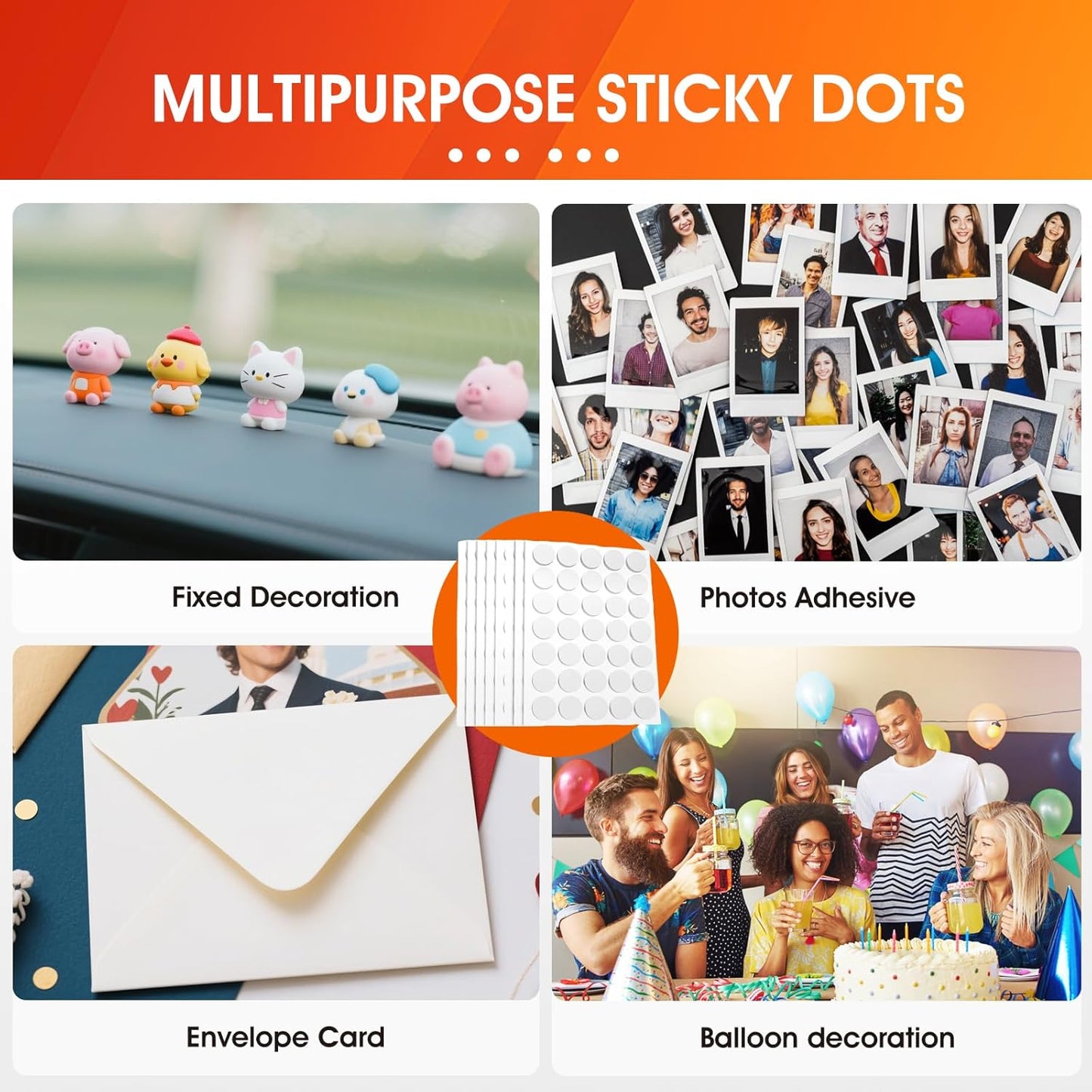 AROIC 1000 Pcs Sticky Dots, 0.8" Poster Putty Adhesive Stickers for Wall Hanging Crafts Balloons Festival Party Decorations, Sticky Tack Round No Trace Double Sided Tape Dots Waterproof Small Stickers