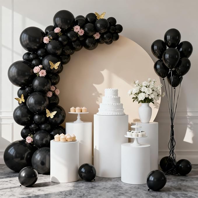 Patimate Black Balloons - 100pcs 12 Inch Latex Matte Black Balloons for Birthday Party Baby Shower Wedding Graduation Anniversary Retirement Casino Race Car Party Decorations