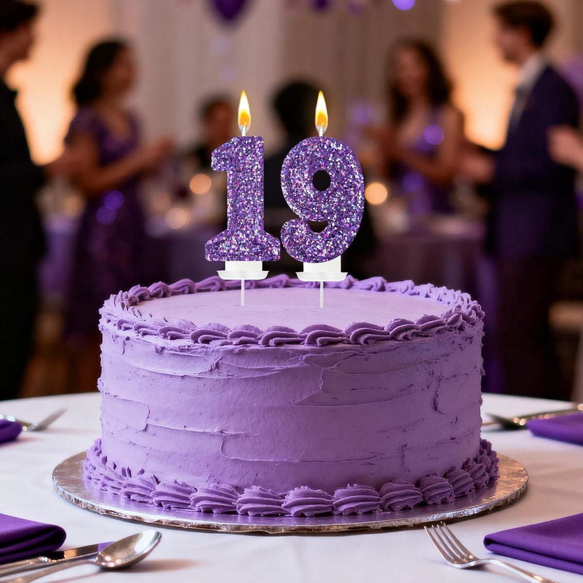 Birthday Number Candles, Glitter Number Candle Cake Decorations with Sequins, Cupcake Decorations for Girls, Women, Party Anniversary Celebrations (Number 9, Purple)
