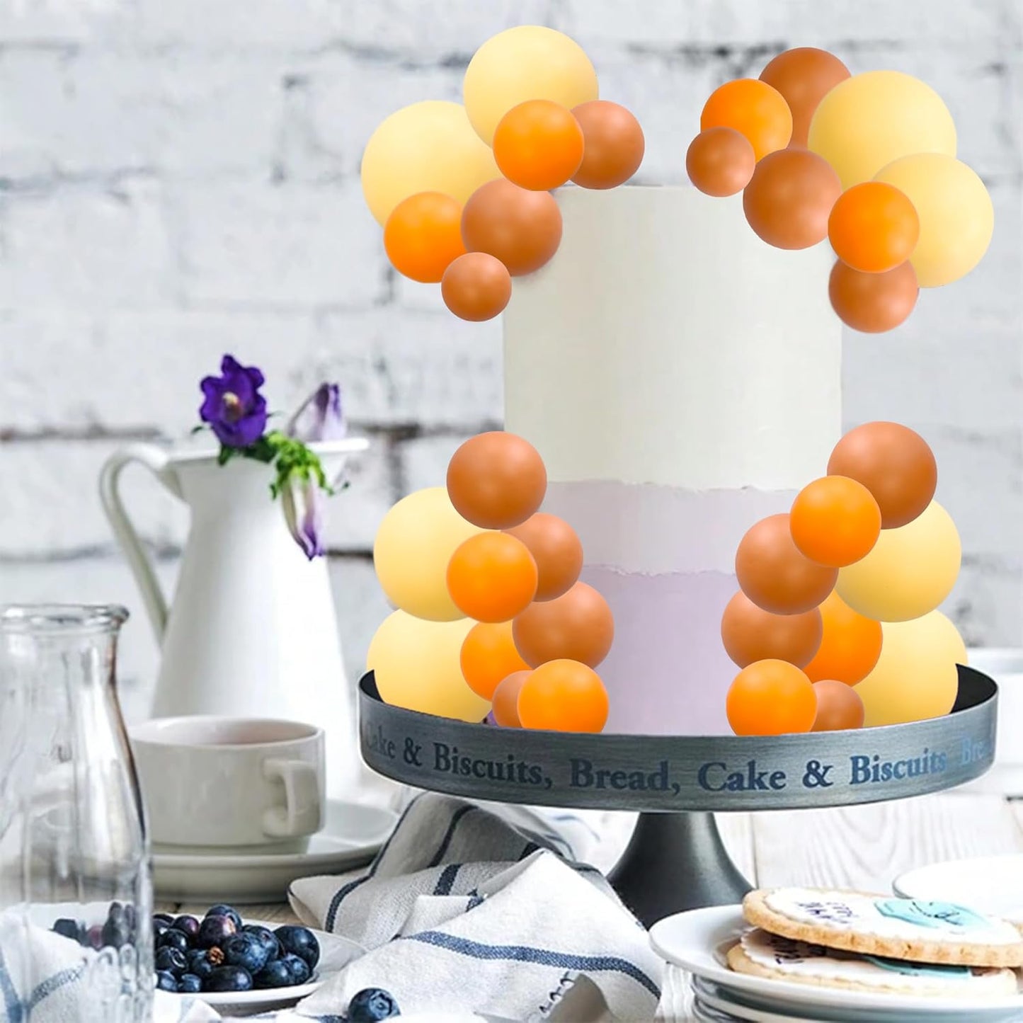 Ephlyn 30Pcs Ball Cake Topper Ball Cake Picks Colorful Pearl Ball Shaped Cupcake Insert Cake Topper for Bear Theme Birthday Party Favors Wedding Decoration Orange Yellow