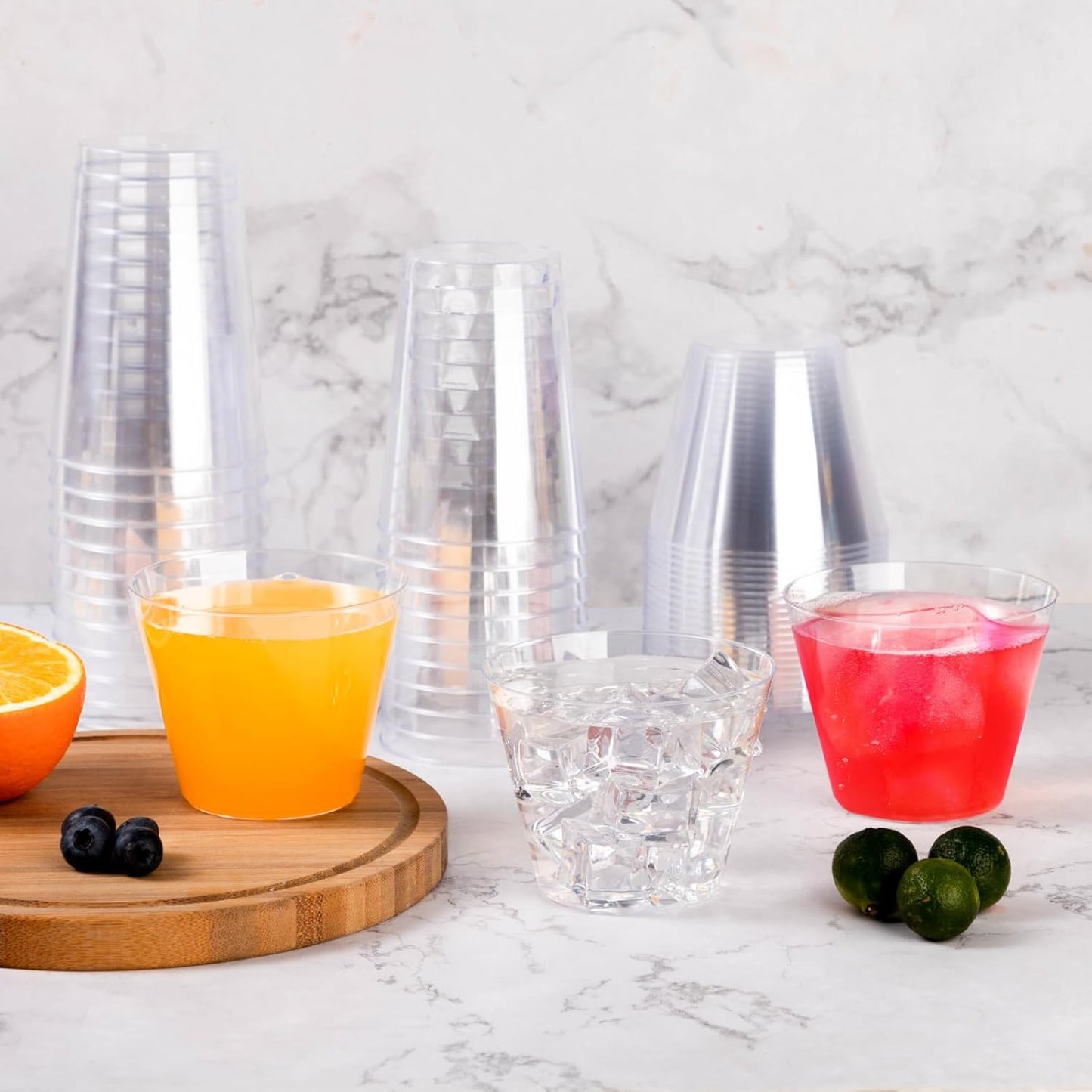 Goodluck 50PCS 10oz Clear Plastic Cups for Party, Disposable Clear Plastic Cups, Cocktail Glasses for Wedding Thanksgiving, Christmas, and Parties