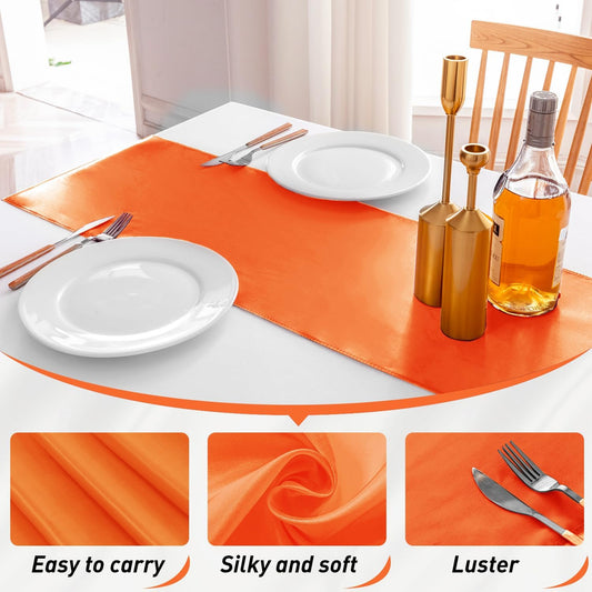 20 Pack Satin Table Runner 12 X 108 Inch Silk Table Runner for Party,Wedding, Birthday, Banquets,Decoration(Orange)