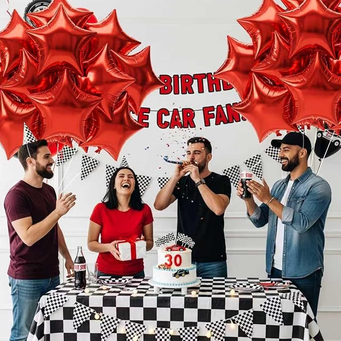TONIFUL 30Pcs 18 Inch Large Red Star Shape Foil Balloons Big Red Stars Helium Mylar Ballons for Birthday Wedding Baby Shower Anniversary Engagement Party Decorations Supplies