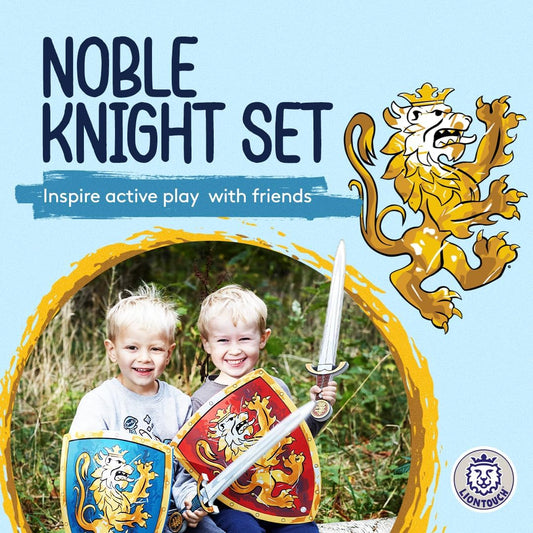 Liontouch - Noble Knight Foam Swords & Shields For Two Kids, Blue/Red – Age 3-8 years | Durable & Safe Foam Medieval Toy Set | Weapons & Battle Accessories For Pretend Play, Dress Up & Knight Costumes