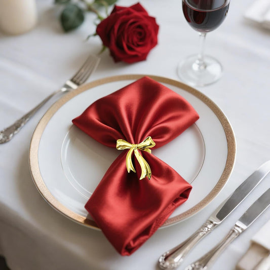 Gold Bow Napkin Rings Set of 12 Christmas Bow Tie Napkin Rings for New Year Valentine's Day Xams Wedding,Shiny Metal Bow Knot Napkin Ring Holders for Birthday Family Dinner Daily Table Decor