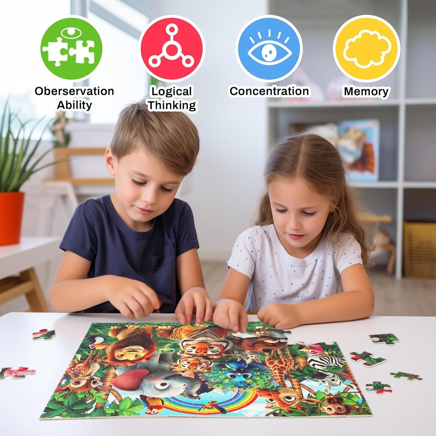 100 Pieces Puzzles for Kids Ages 4-8 Year Old Toddler Animals Jigsaw Puzzle for Ages 4-6 Educational Toys for Children Boys Girls Ages 4-6 6-8