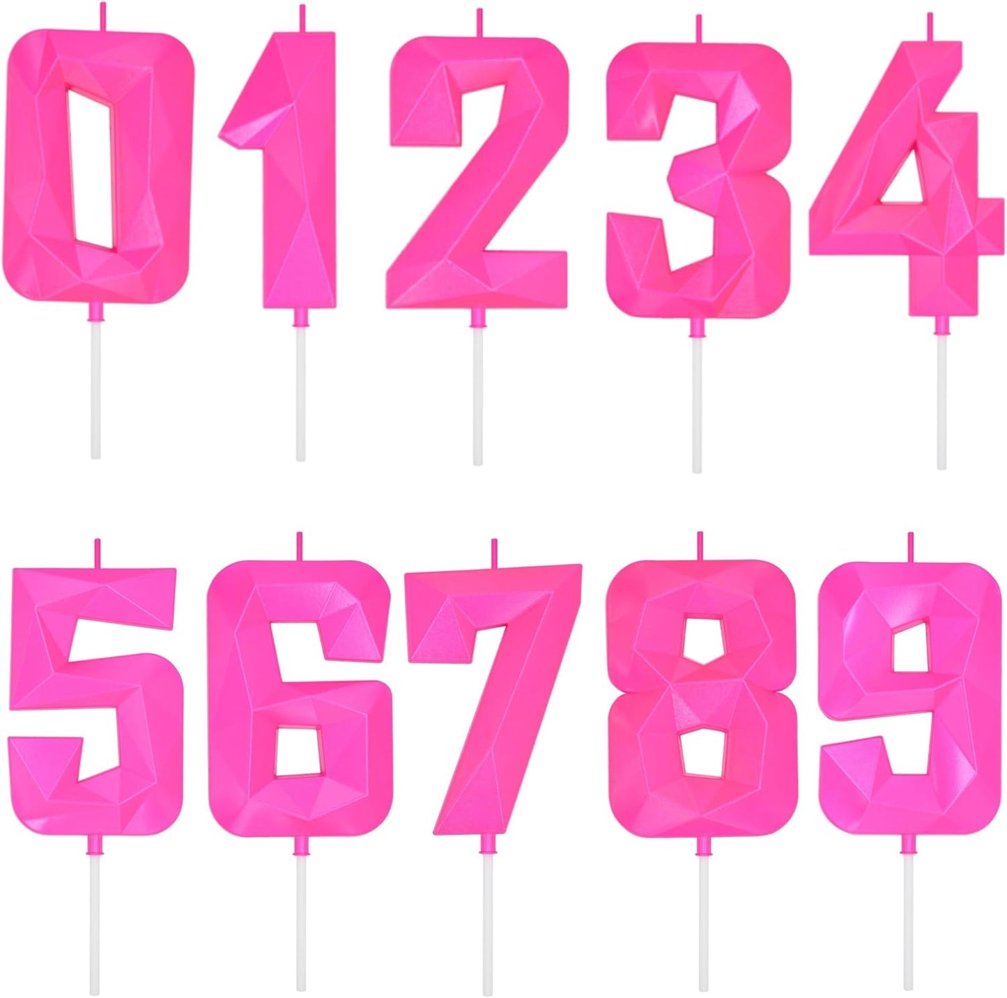 DERVENTA Large Birthday Candle Number 3D Pink 3.7 inch Party Celebration Anniversary Decoration Cake Topper 1 Piece (Number 10 Pink)