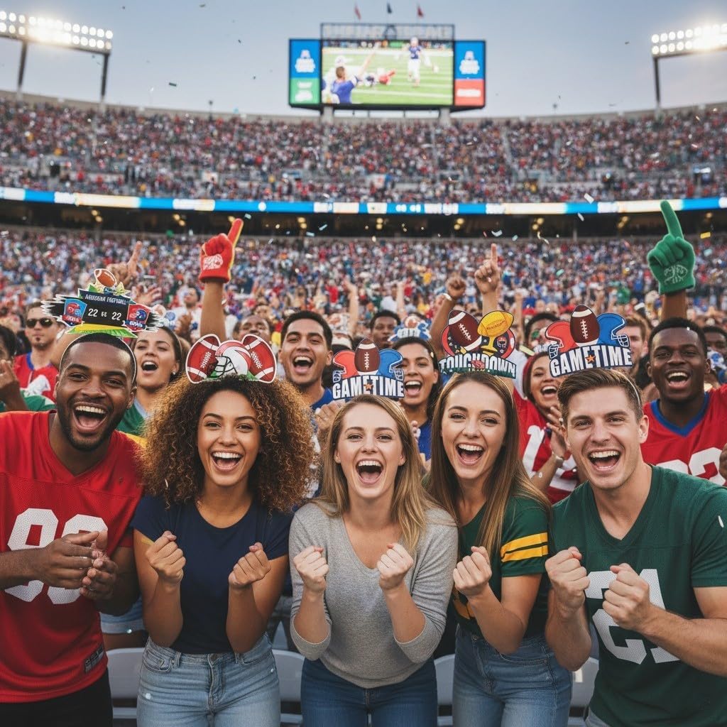 6pcs American Football Headband for Football Party Football Touch Down Photo Booth Props Headband for Super Bowl Football Tournament Decoration Football Game Day Party Supplies