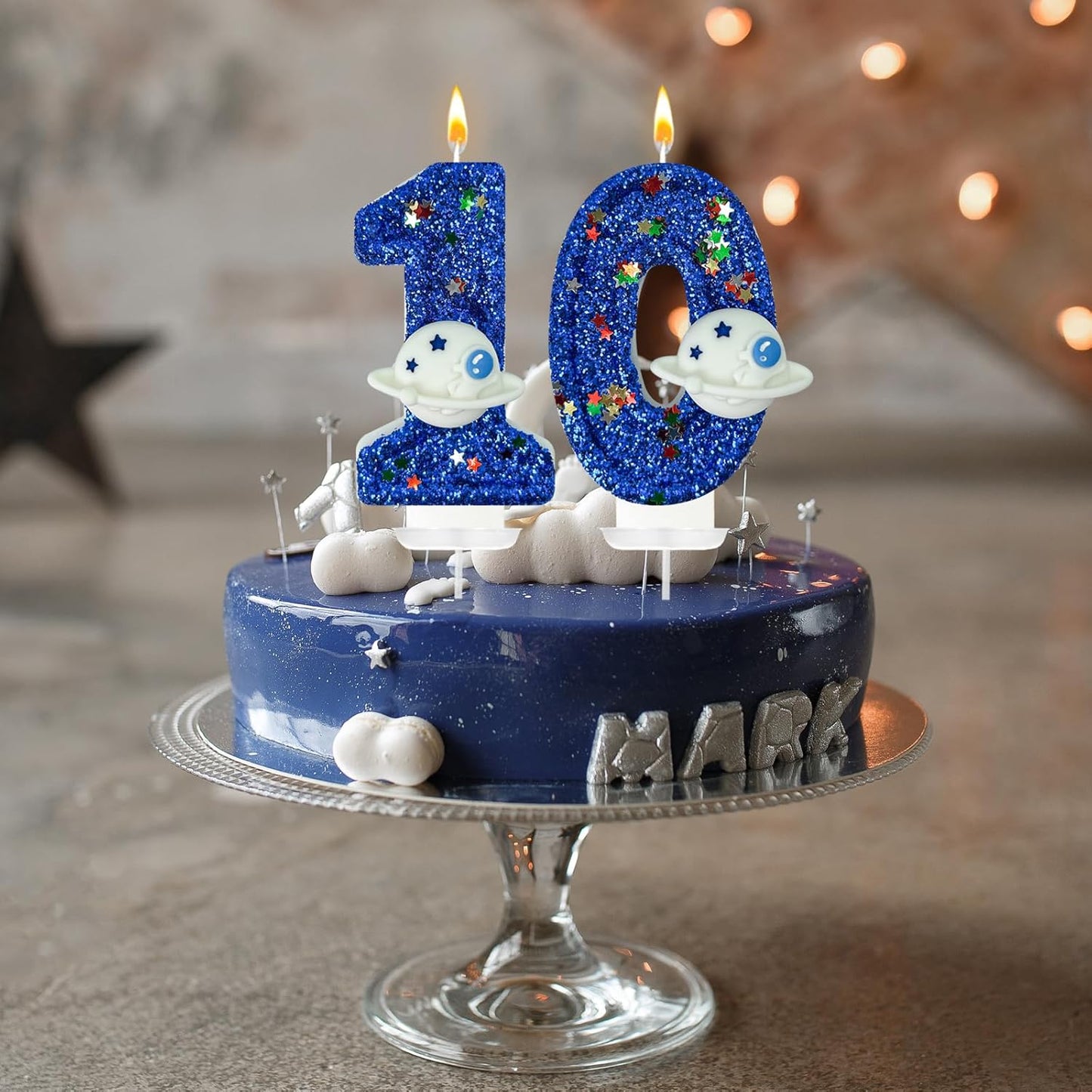 HXOUSE Spaceship Number 0 Birthday Candles - Outer Space Universe Birthday Candles for Cake, Candles Birthday Topper for Anniversary Celebrations, Astronaut Rocket Party Decorations for Boys