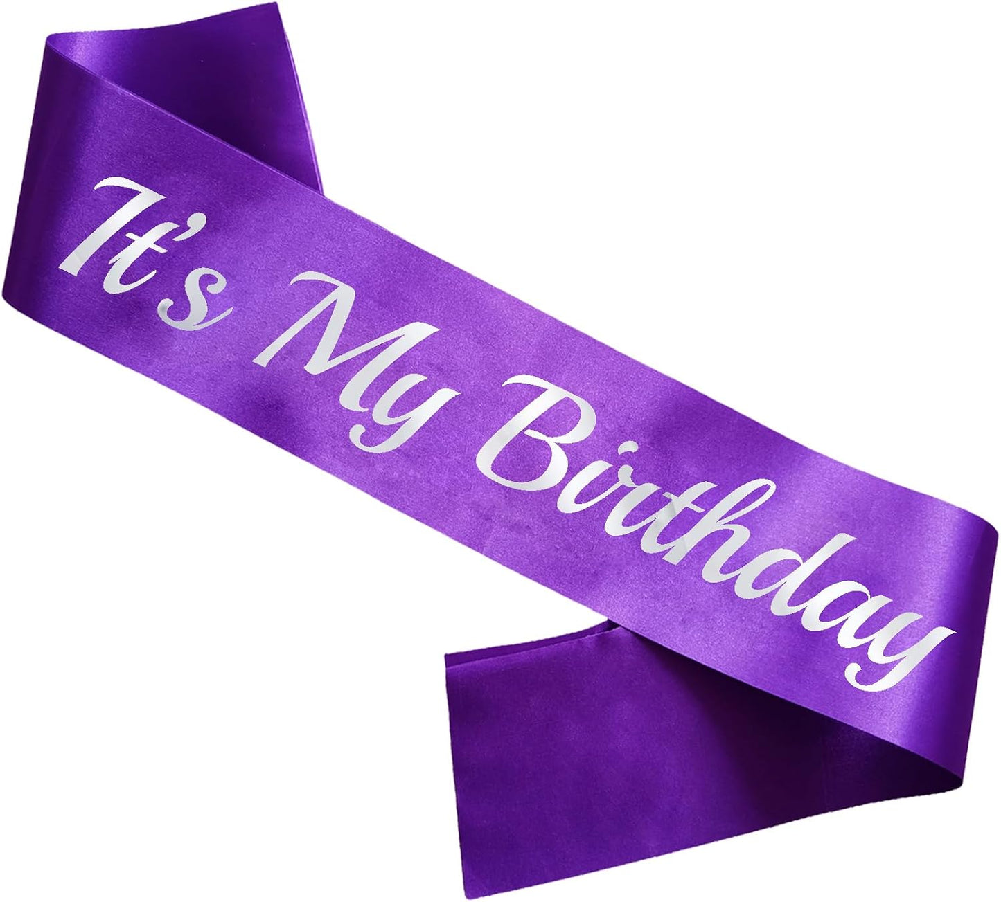 It's My Birthday Sash Purple, Silver Foil Birthday Sash for Women or Girl 16th 18th 21st 30th Bday Sash Gift Ideas Funny Birthday Party Decorations