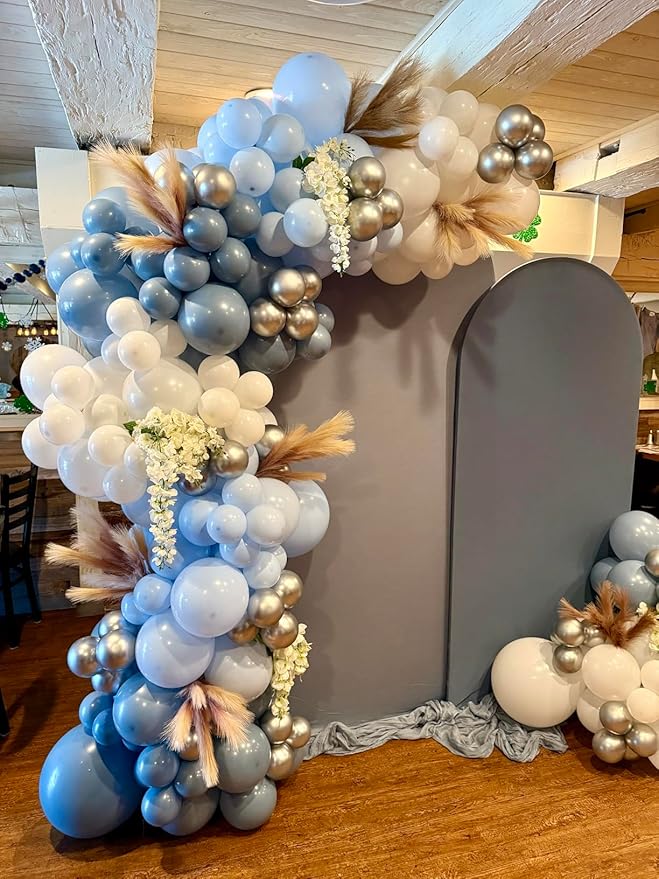 Dusty Blue Sand White Balloons, 50 Pcs 12 Inches Dusty Haze Light Blue White Sand Latex Balloon for Birthday Baby Show Bridal Party Decorations
