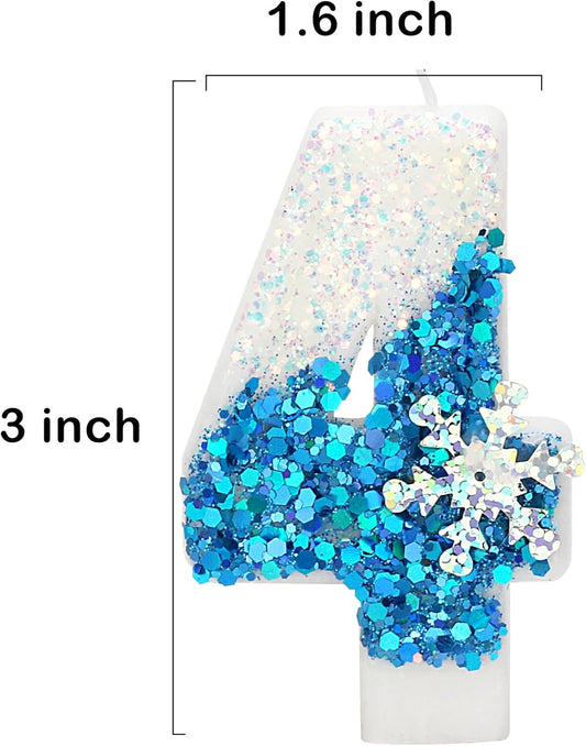 Snow Themed Birthday Candles, Birthday Candle for Party Supplies, Winter Birthday Party Supplies, 2.76 inch Number 40 Candle Cake Topper Decoration (Number 40)