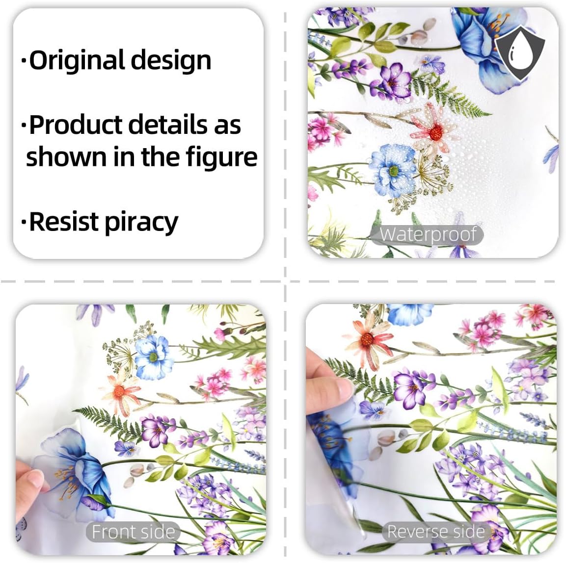 2 Pieces Purple Flowers Wall Decals Vinyl Purple Flowers Wall Stickers Removable Floral Art Murals Peel and Stick Colorful Decor for Girls Bedroom Living Room Nursery