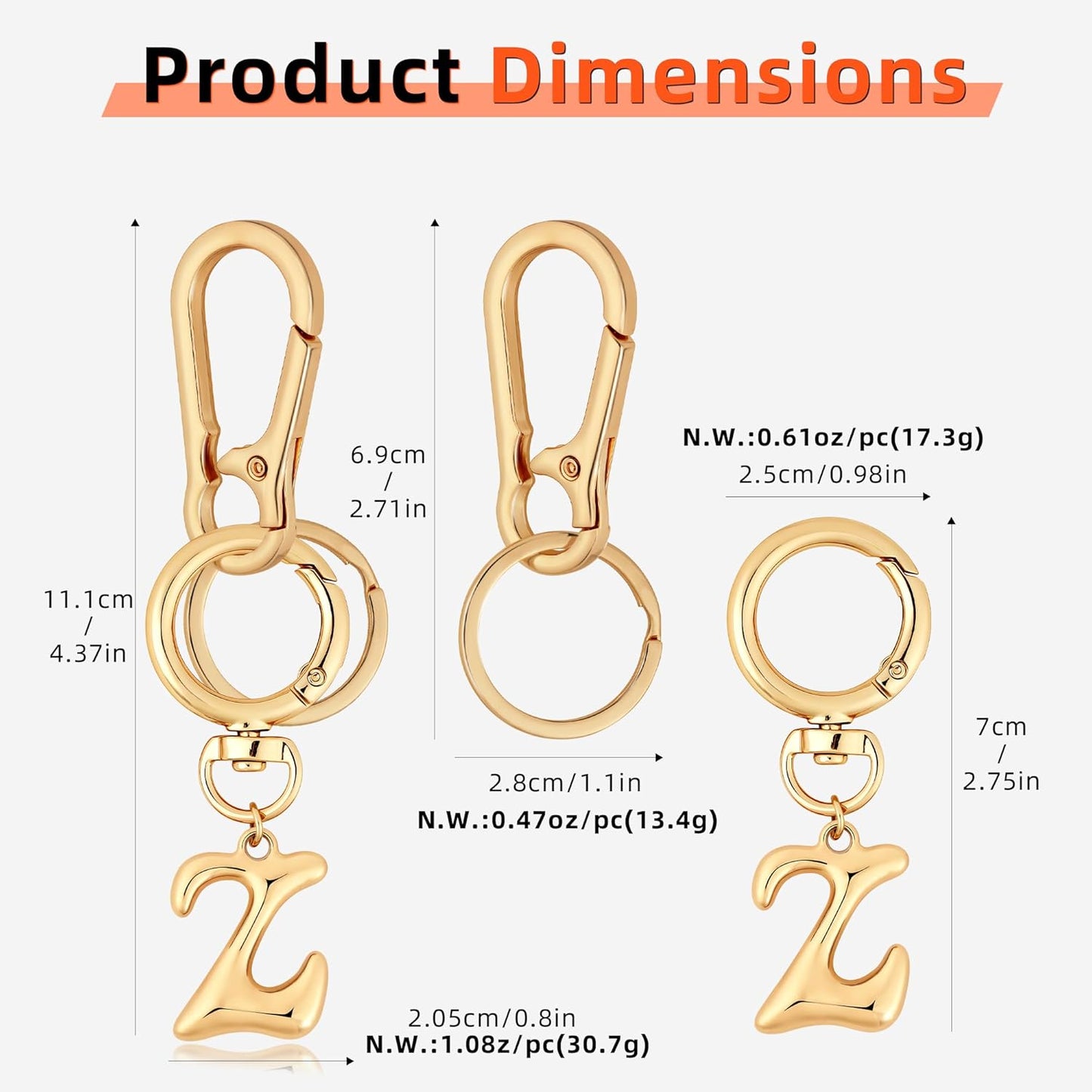 Gold Bubble Heart Initial Bag Charms for Handbags – Cute Initial Letter Keychain for Women, Purse Charms, Gold Gift