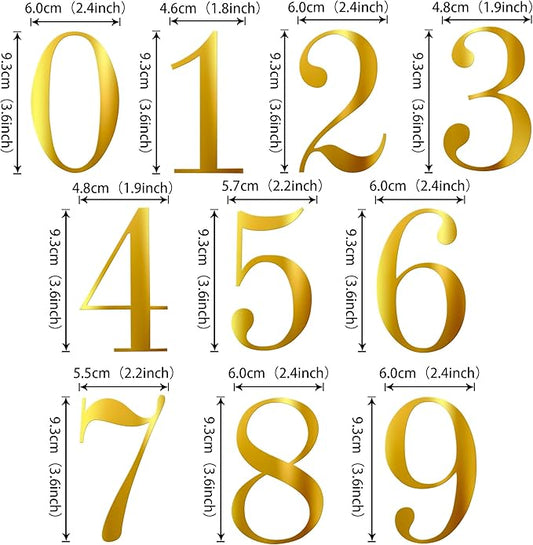 Rsstarxi 10 Pack 0-9 Numbers Cake Topper Mirrored Acrylic Numbers DIY Cake Pick for Baby Shower Wedding Birthday Anniversary Party Cake Decorations Supplies Gold