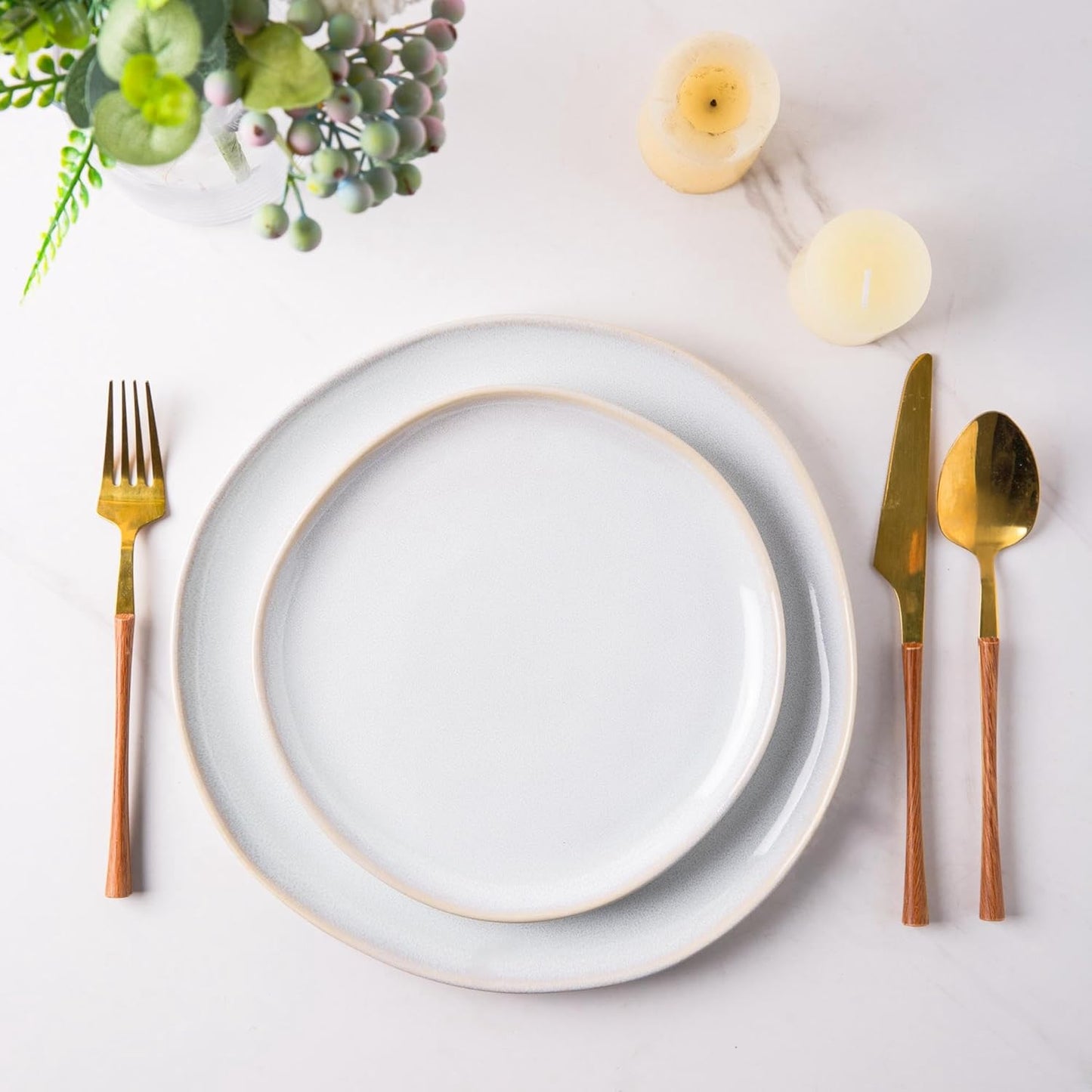 AmorArc Ceramic Plates Set of 6, 8.5 Inch Handmade Reactive Glaze Stoneware Plates set for Dessert, Salad, Appetizer, Small Dinner Plates, Microwave & Dishwasher Safe, Scratch Resistant
