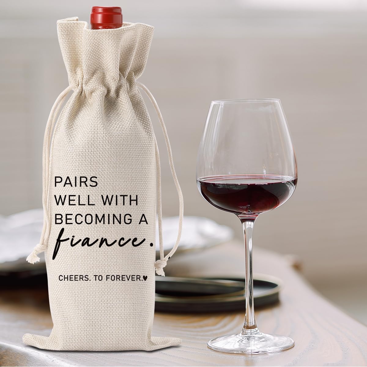 Engaged Wine Bag Engagement Gifts for New Couples Her Engagement Party Decorations Pairs Well with Becoming A Fiance Wine Bottle Bag Champagne Bottle Wraps Bags