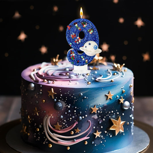 HXOUSE Spaceship Number 9 Birthday Candles - Outer Space Universe Birthday Candles for Cake, 9 Candle Topper for Anniversary Celebrations, Astronaut Rocket Party Decorations for Boys