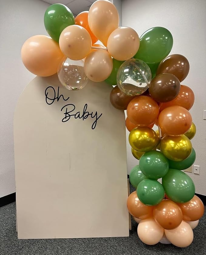 Green and Brown Balloons Set, 60 Pcs 12 Inch green brown balloons Jungle Safari Woodland Forest Balloon Metallic Gold Cream Brown Olive Green Coffee Blush Balloon for Baby Shower Birthday Decorations