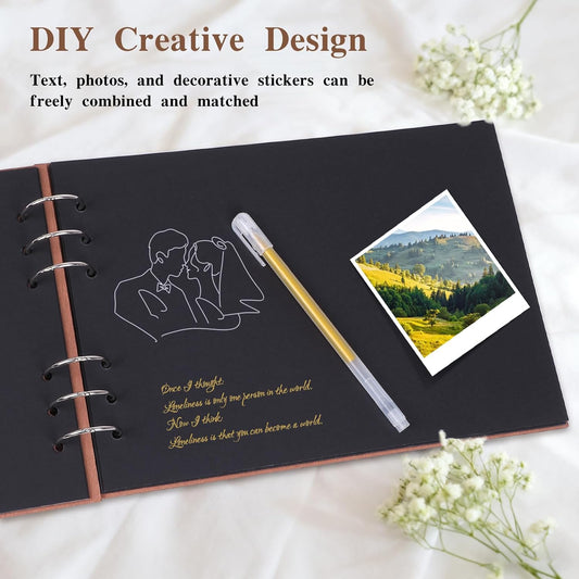 Wood Grain Wedding Guest Book with Pen, Elegant Baby Shower Guest Book for Party & Birthday, 10x7''Personalized Wedding Guestbook Photo Album , Rustic, Detachable, for Wedding, Anniversary Funeral