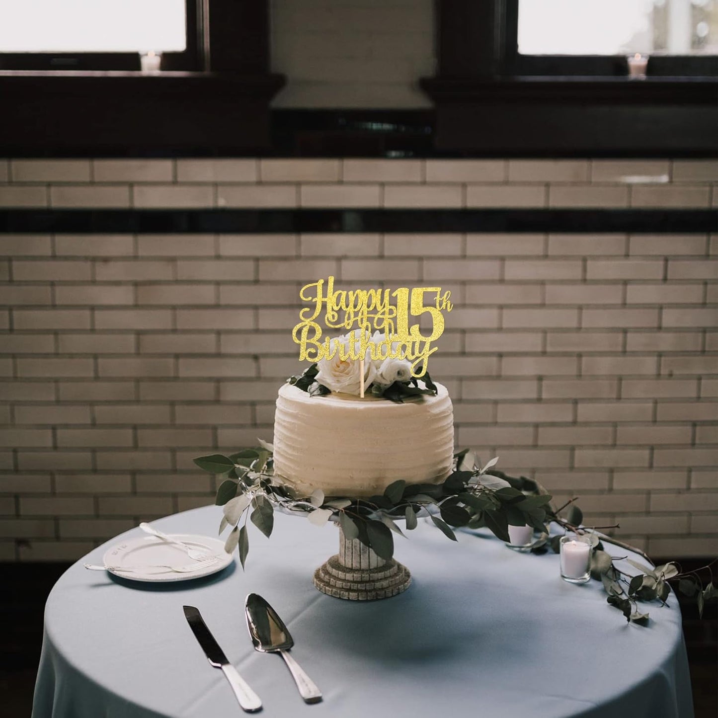 1 PCS Happy 15th Birthday Cake Topper Gold Glitter Cheers to 15 Years Birthday Cake Pick Mis Quince 15 Fabulous Cake Decoration for Happy 15th Birthday Theme Party Decorations Supplies