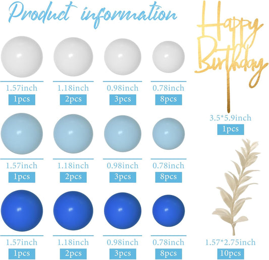 MIAHART Ball Cake Toppers Boho Grass Cake Topper Ball Cake Insert Decoration for Birthday Wedding Baby Shower Party Decorations Boho Themed Party Supplies (blue,white,light blue)