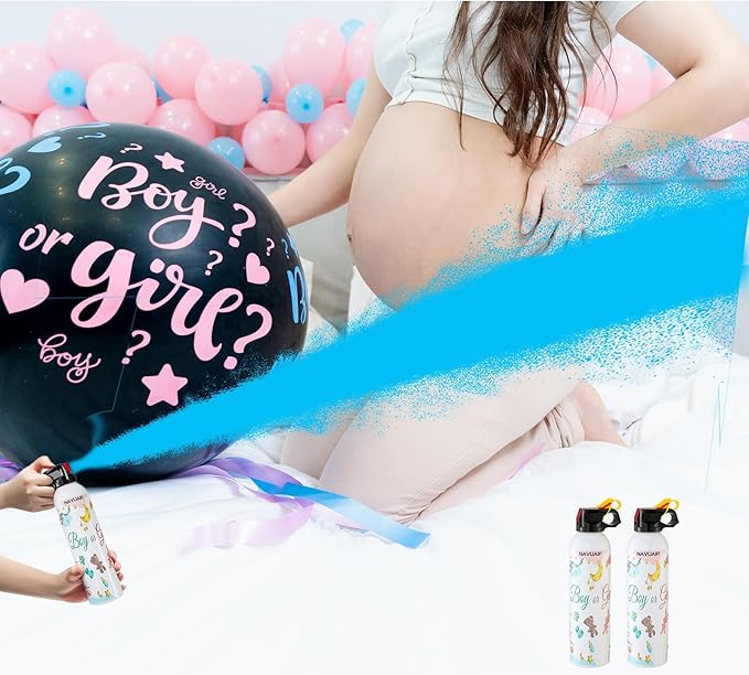 Large Gender Reveal Fire Extinguisher, Gender Reveal Color Smoke Powder Spray, 2 Pcs Blue Blaster Only for Baby Boy with Blue Smoke Suitable for Gender Reveal Party, 100% Biodegradable Party Supplies