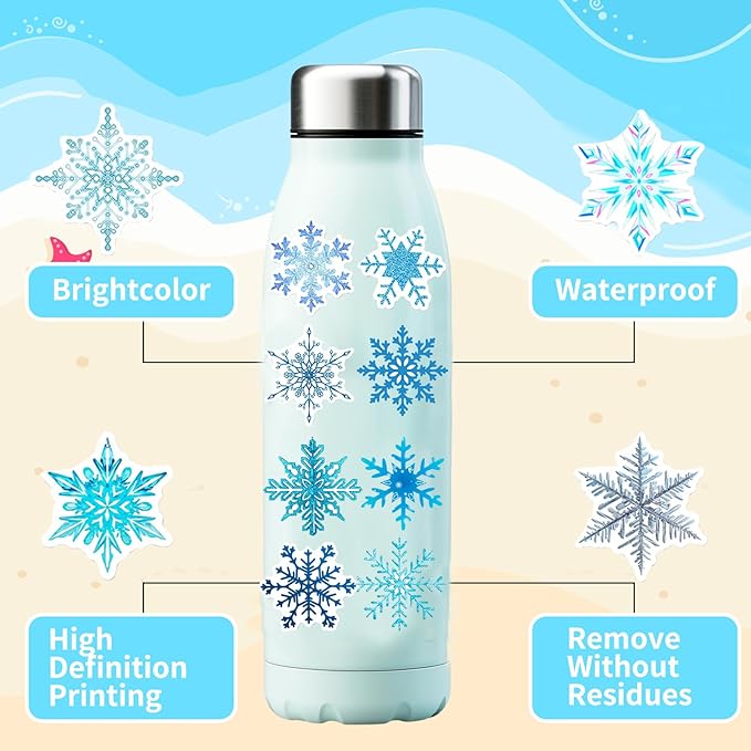 74Pcs Snowflake Theme Party Favors Contain 24 Pcs Snowflake Theme Slap Bracelets 50Pcs Snowflake Theme Stickers, Ice and Snow Theme Birthday Party Decorations