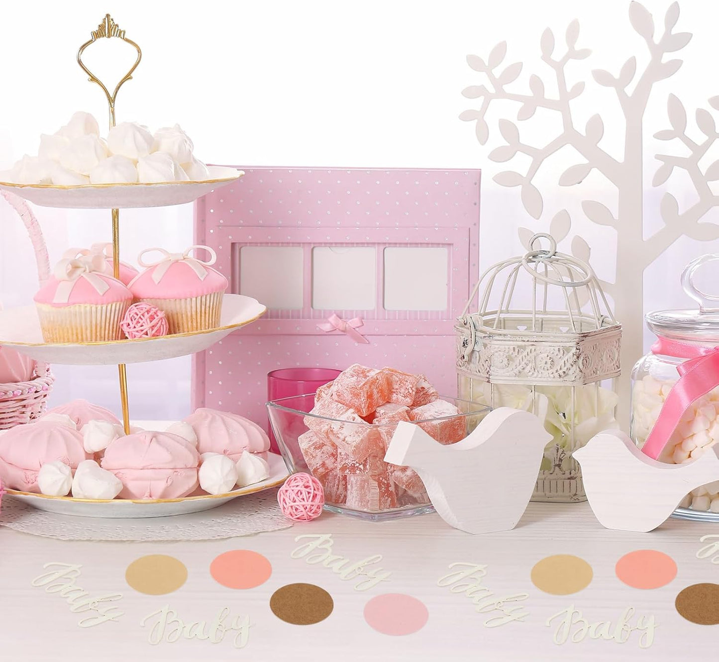 Minatee 400 Pcs Baby Shower Confetti Decorations Table Confetti Dots Gender Reveal Wedding Decor (Modern Color,Round Style)
