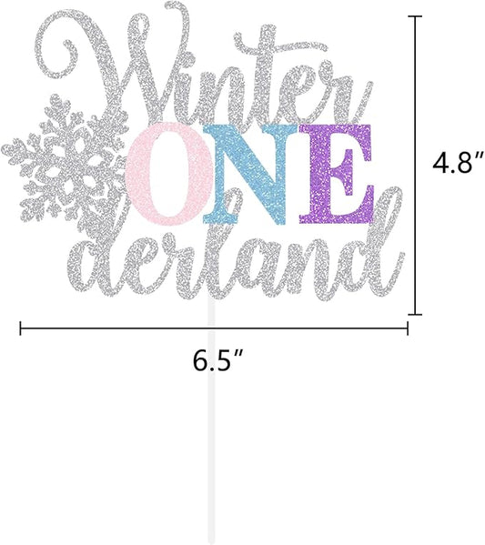 Winter Onederland Cake Topper Snowflake First Birthday Party Decoration Baby Holiday Supplies Pink Blue Purple