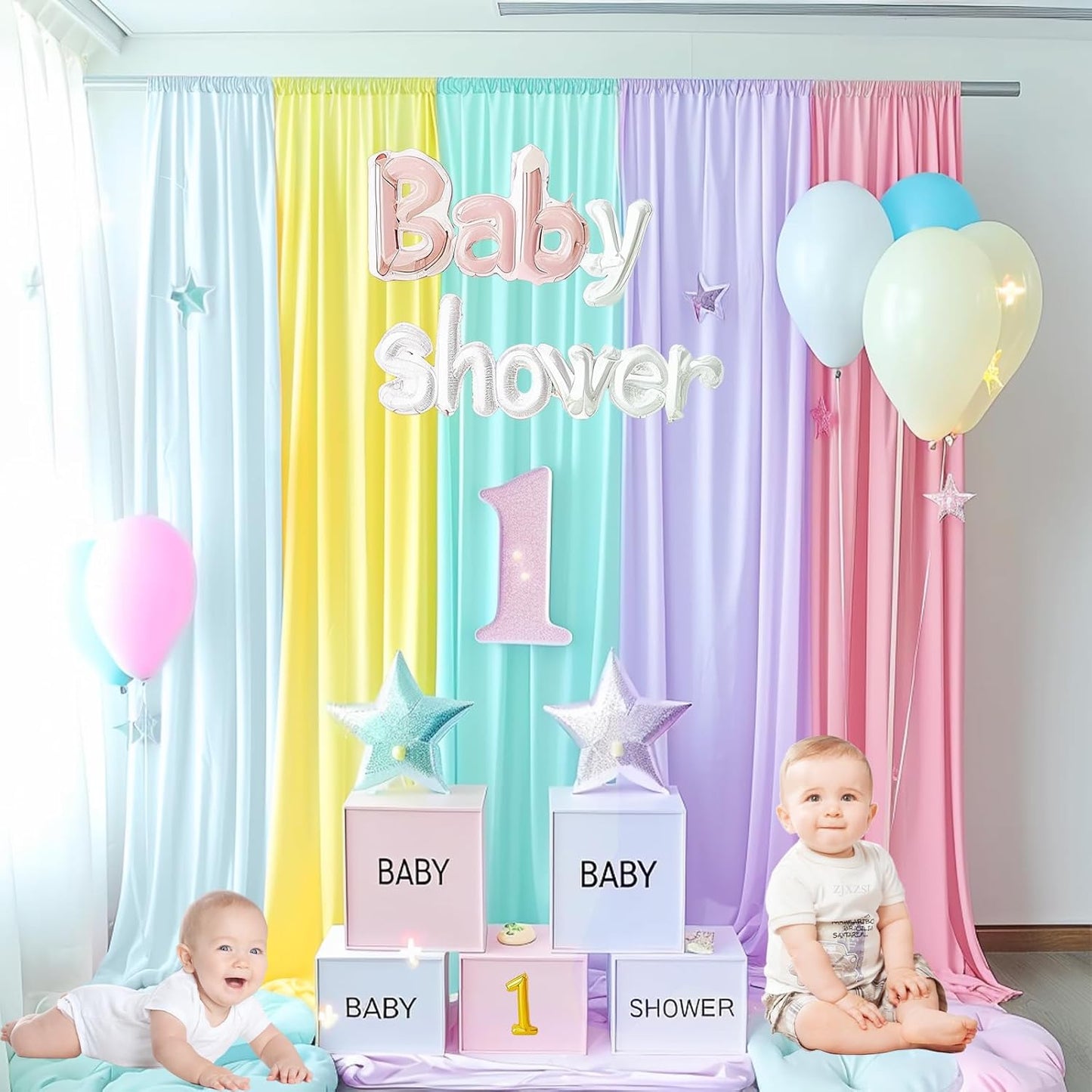 10x7ft Unicorn Backdrop Curtains - Magical Pastel Rainbow Party Background for Birthday, Baby Shower, Girls Event -Wrinkle-Free Fabric, Easy to Hang,Reusable Photography Backdrop Decoration