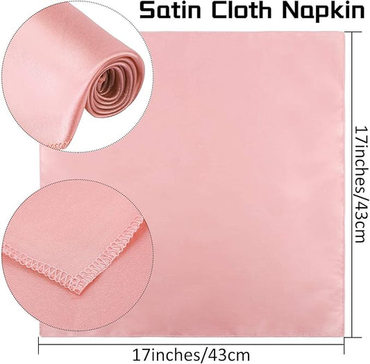 ANECO 12 Pieces Satin Napkins Soft Dinner Napkins Square Table Napkins 17 x 17 Inches for Restaurant Weddings Party Dinner Decoration (Rose Gold)