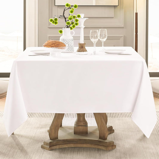 Square Tablecloth 52 x 52 Inch White 6 Pack Tablecloths Stain-Wrinkle Resistant Washable Polyester Table Cloths for Holiday, Buffet Parties, and Weddinge